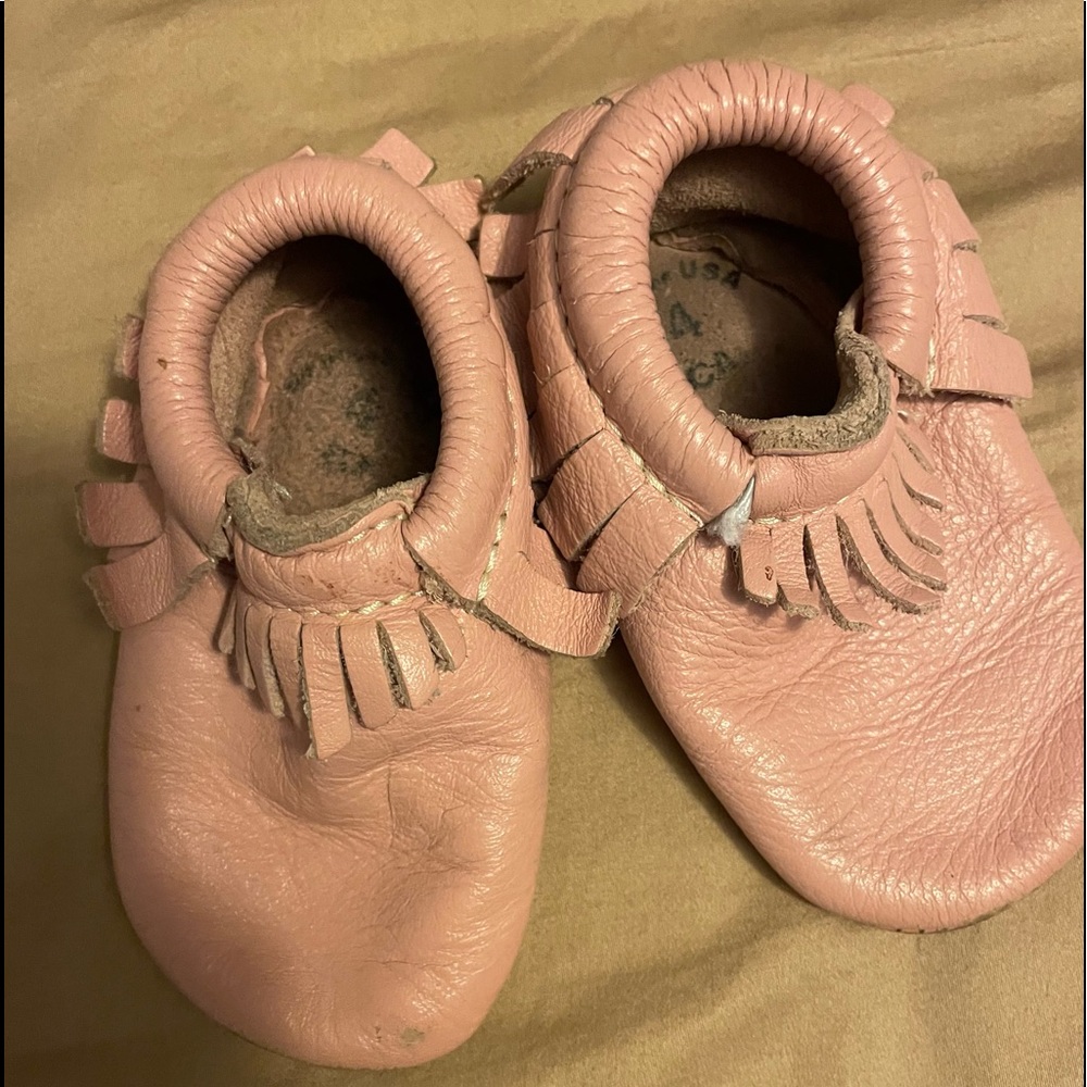 Freshly Picked pink moccasins. Size 4.